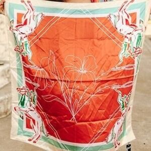 Floral Contrast Horse Printed Western Southwestern Wild Rag Scarf Accent